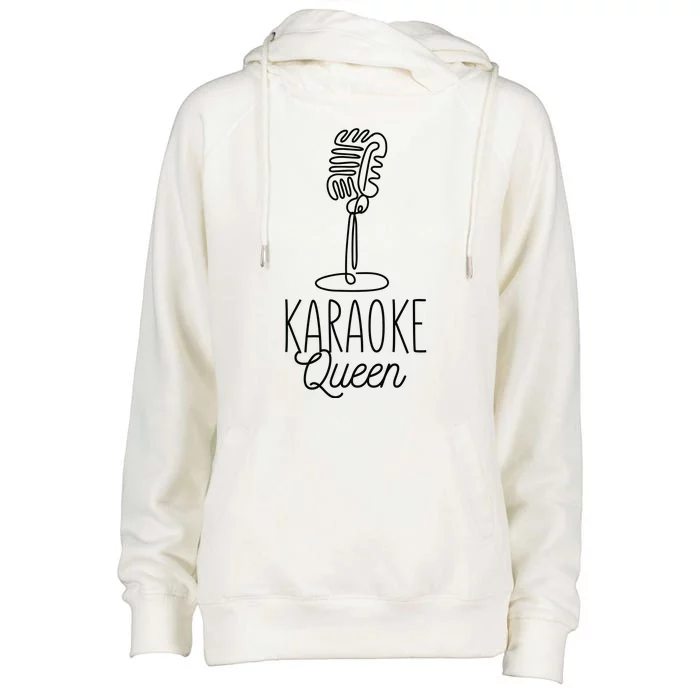 Karaoke Queen Microphone Musical Womens Funnel Neck Pullover Hood