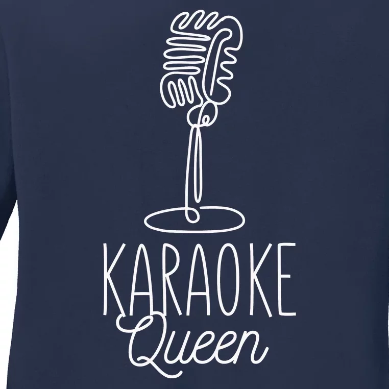 Karaoke Queen Microphone Musical Ladies Long Sleeve Shirt