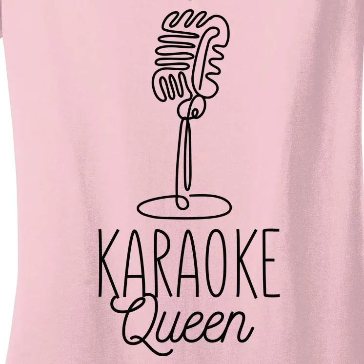 Karaoke Queen Microphone Musical Women's V-Neck T-Shirt