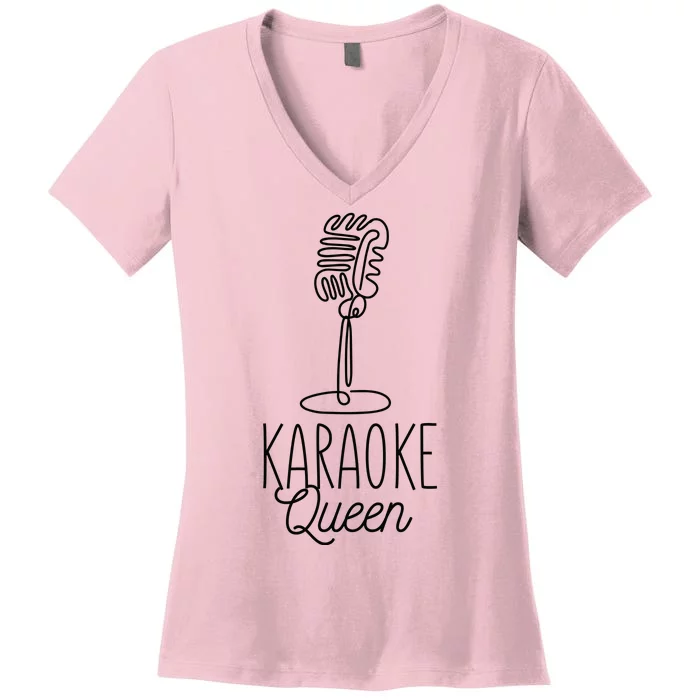 Karaoke Queen Microphone Musical Women's V-Neck T-Shirt