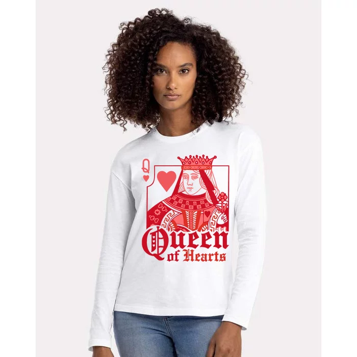 King Queen Of Hearts Playing Cards Matching Couple Halloween Womens Cotton Relaxed Long Sleeve T-Shirt