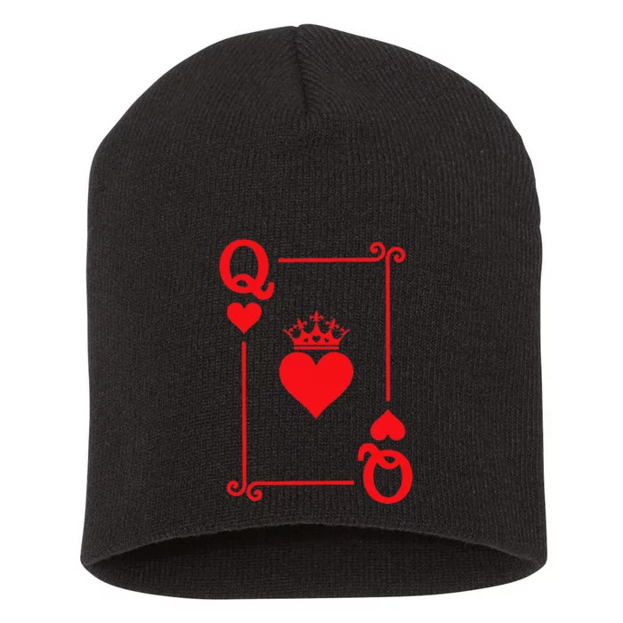 King & Queen of Hearts Matching Couple Queen of Hearts Short Acrylic Beanie