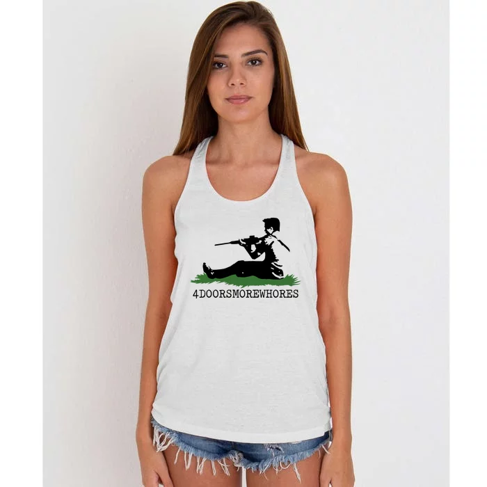 Kyle Rittenhouse 4 Doors More Whores Women's Knotted Racerback Tank