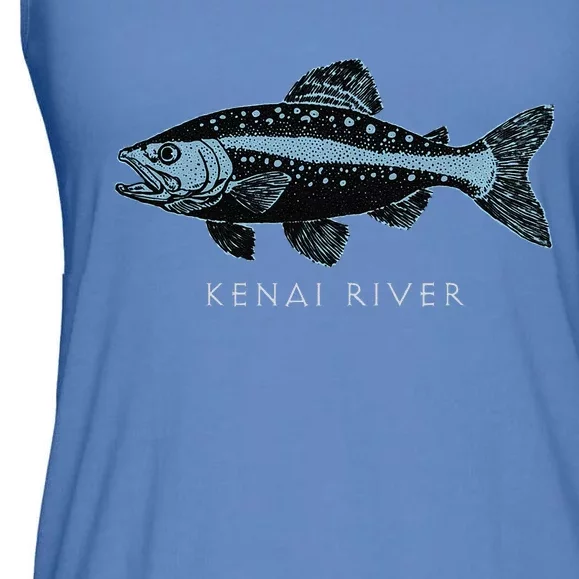 Kenai River Alaska King Salmon Fish Art Fishing Trip Ladies Essential Flowy Tank