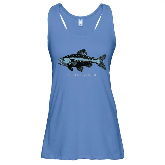 Kenai River Alaska King Salmon Fish Art Fishing Trip Ladies Essential Flowy Tank