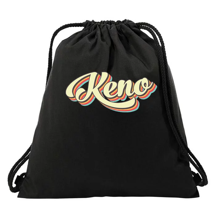 Keno Retro Art Baseball Font Vintage Drawstring Bag