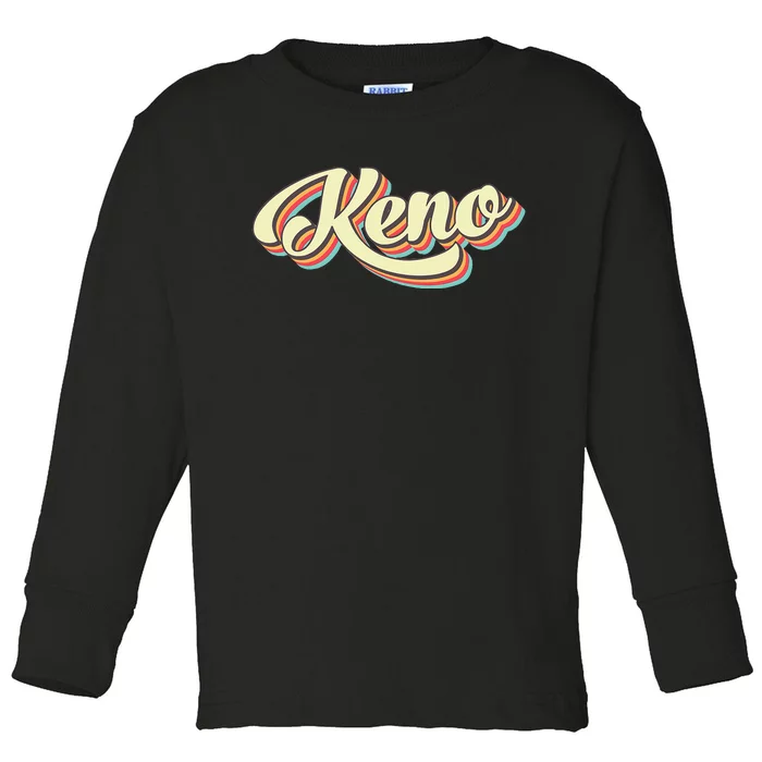 Keno Retro Art Baseball Font Vintage Toddler Long Sleeve Shirt