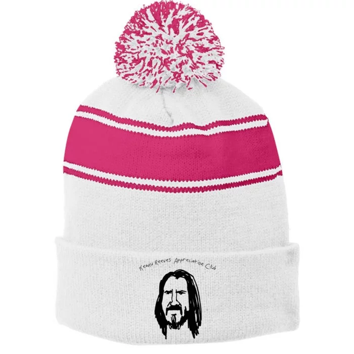 Keanu Reeves Appreciation Club Stripe Pom Pom Beanie