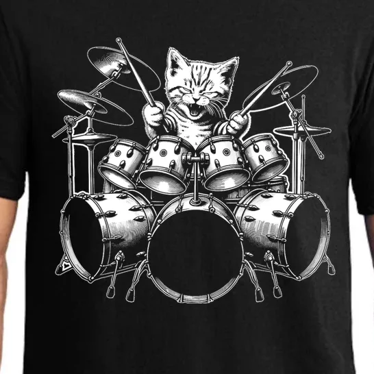 Kitten Rock Band Funny Kitty Drummer Cat Playing Drums Pajama Set