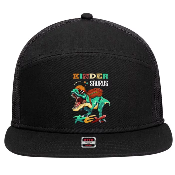 Kindersaurus Rex Back To School Gifts 7 Panel Mesh Trucker Snapback Hat