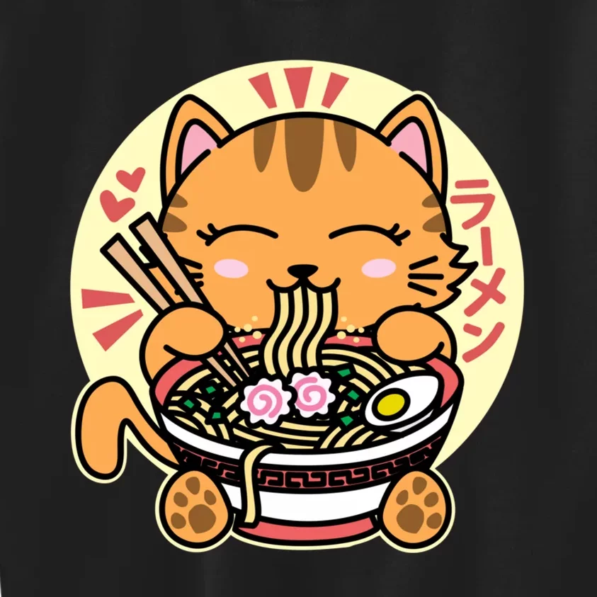 Kawaii Ra Cute Anime Orange Cat Japanese Noodles Drk Kids Sweatshirt