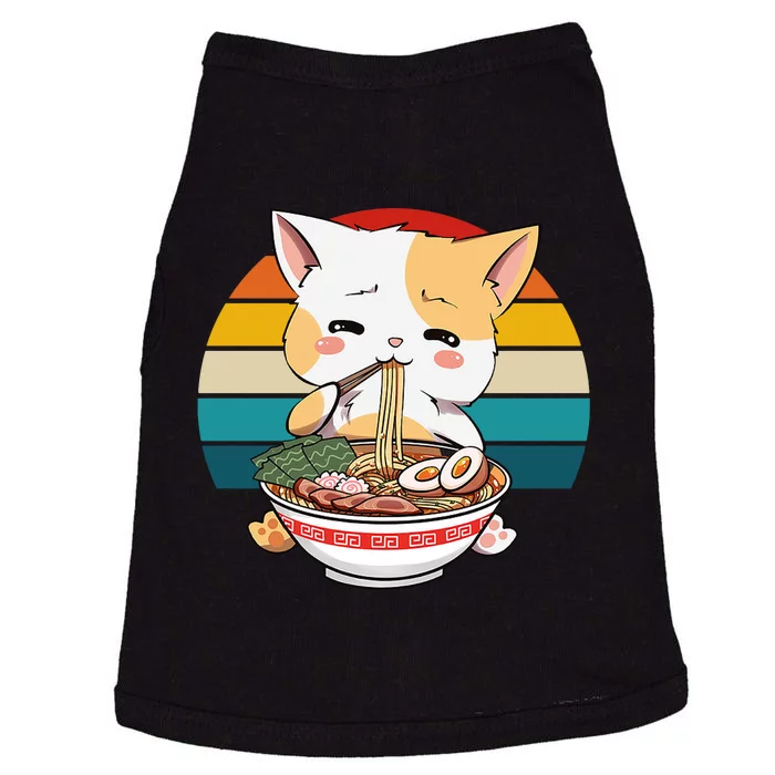 Kawaii Ramen Cat Retro Sunset Doggie Tank