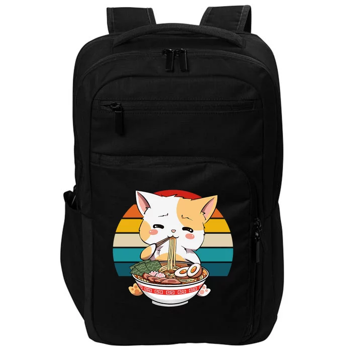 Kawaii Ramen Cat Retro Sunset Impact Tech Backpack