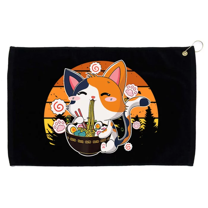 Kawaii Ra Cat Anime Japanese Neko Noodle Funny Vintage Grommeted Golf Towel