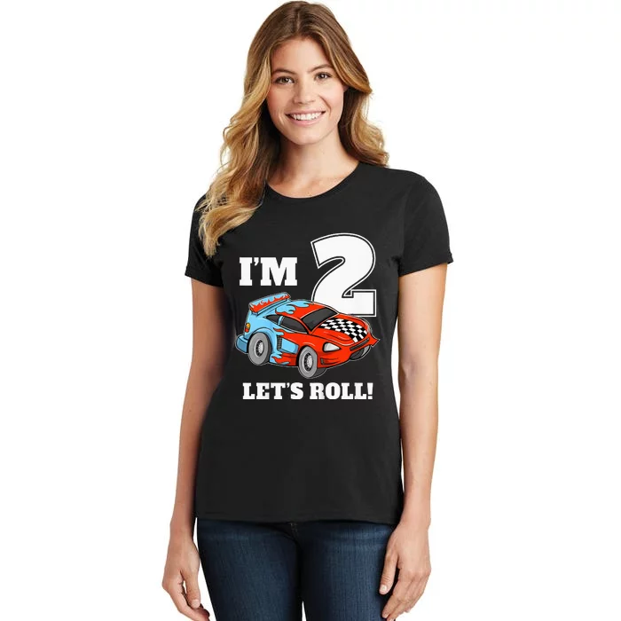 Kids Race Car 2nd Birthday Boy 2 Two Racing Car Driver Women's T-Shirt