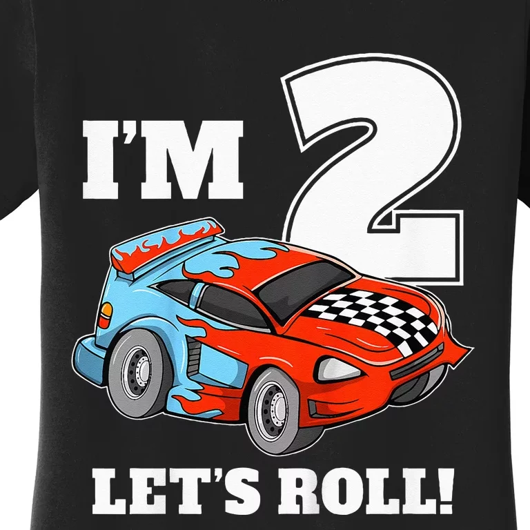 Kids Race Car 2nd Birthday Boy 2 Two Racing Car Driver Women's T-Shirt