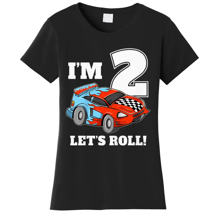 Kids Race Car 2nd Birthday Boy 2 Two Racing Car Driver Women's T-Shirt