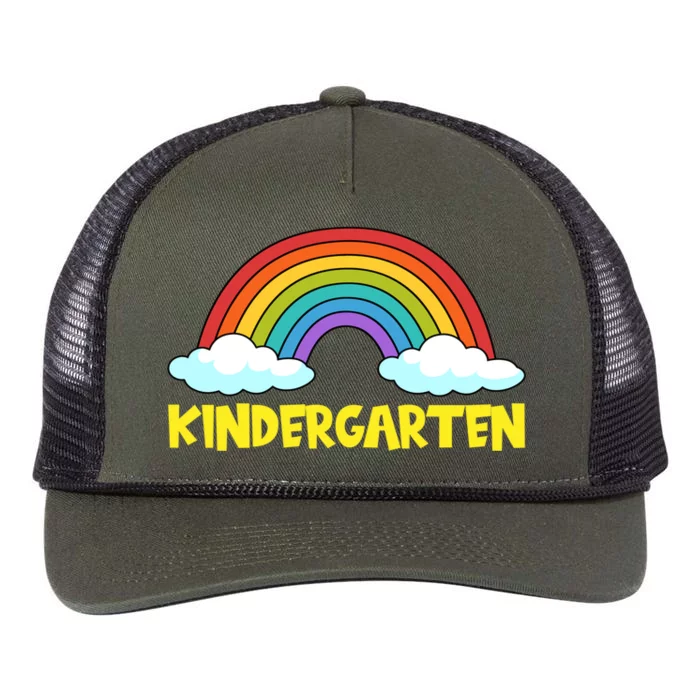 Kindergarten Rainbow First Day Of Kindergarten Gift Retro Rope Trucker Hat Cap