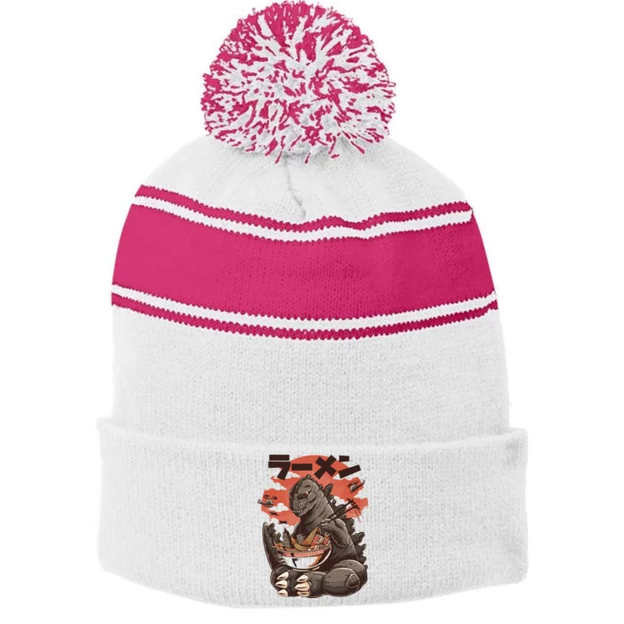 Kaiju's Ramen Sea Monster Stripe Pom Pom Beanie