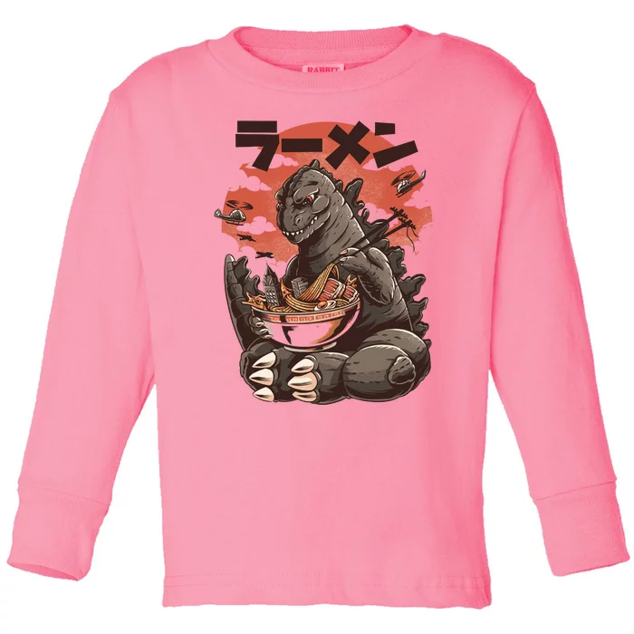 Kaiju's Ramen Sea Monster Toddler Long Sleeve Shirt