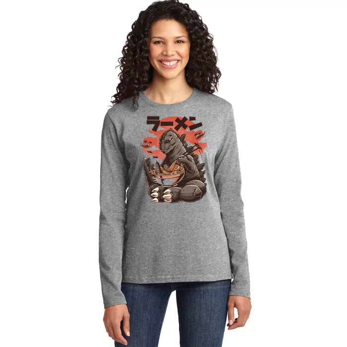 Kaiju's Ramen Sea Monster Ladies Long Sleeve Shirt