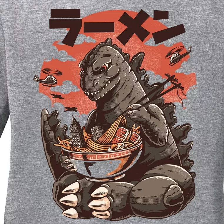 Kaiju's Ramen Sea Monster Ladies Long Sleeve Shirt