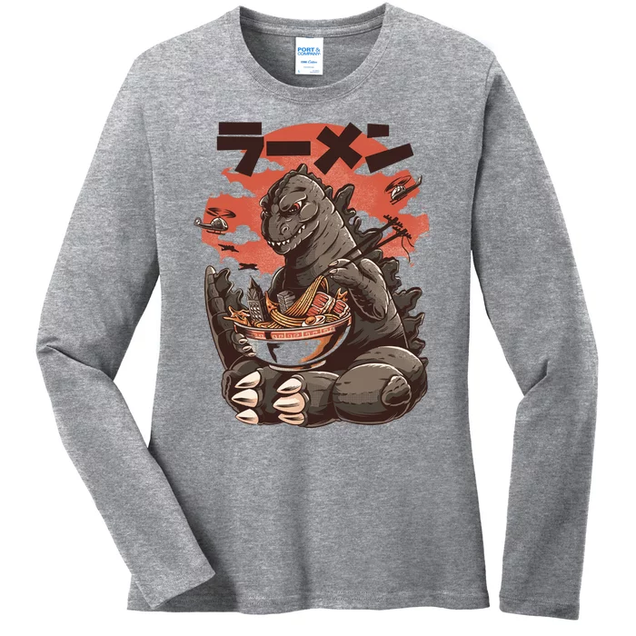 Kaiju's Ramen Sea Monster Ladies Long Sleeve Shirt