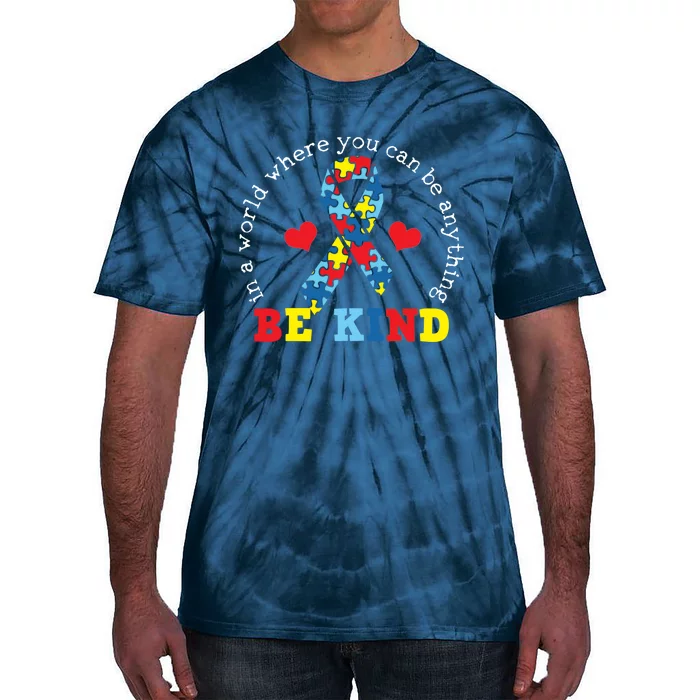 Kindness Ribbon Heart For Autism Awareness Tie-Dye T-Shirt