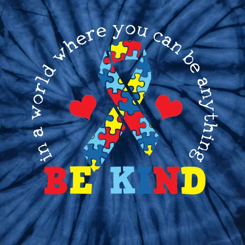 Kindness Ribbon Heart For Autism Awareness Tie-Dye T-Shirt