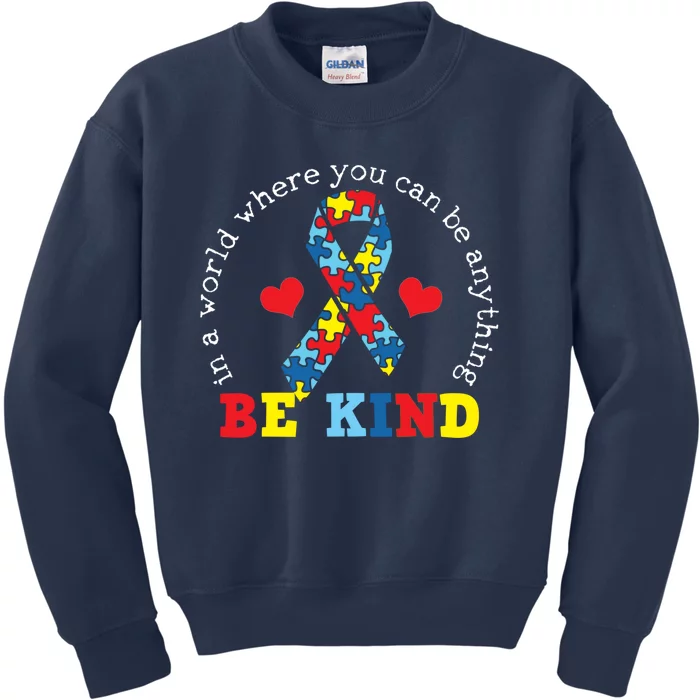 Kindness Ribbon Heart For Autism Awareness Kids Sweatshirt