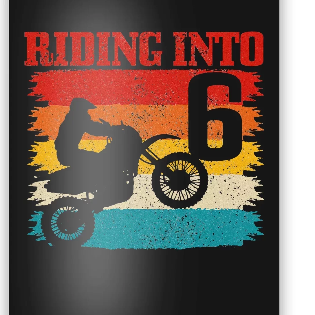 Kids Riding Into 6 Motocross 6th Birthday Dirt Bike Enduro Poster