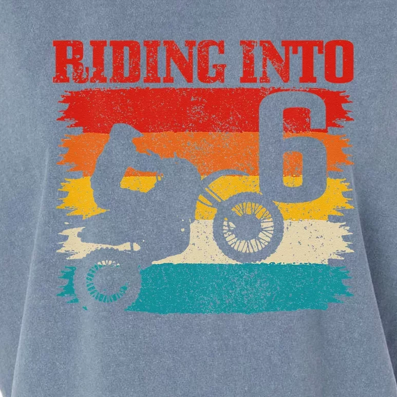 Kids Riding Into 6 Motocross 6th Birthday Dirt Bike Enduro Garment-Dyed Women's Muscle Tee