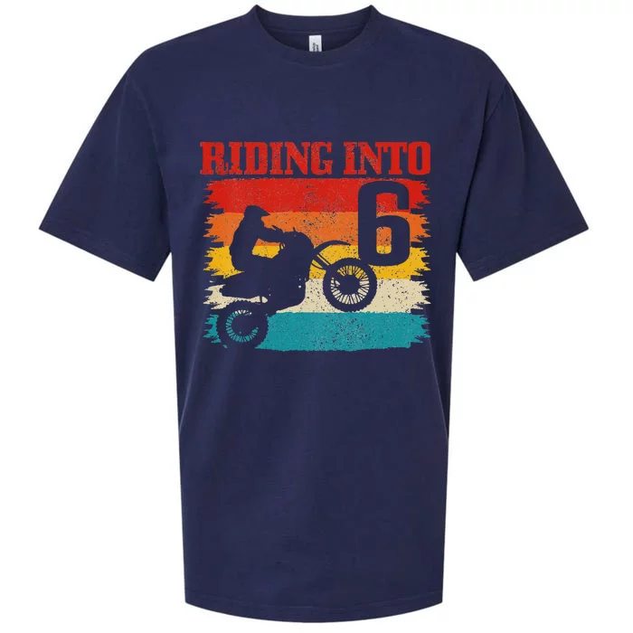 Kids Riding Into 6 Motocross 6th Birthday Dirt Bike Enduro Sueded Cloud Jersey T-Shirt