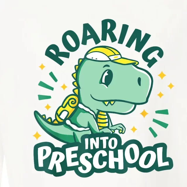 Kids Roaring Into Preschool Dinosaur T Rex Back To School Cropped Pullover Crew