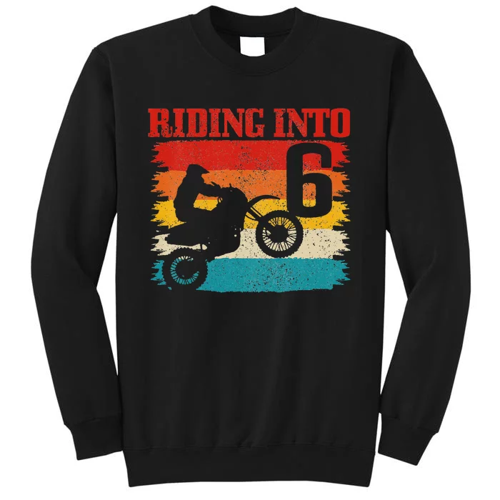 Kids Riding Into 6 Motocross 6th Birthday Dirt Bike Enduro Tall Sweatshirt