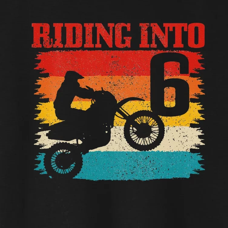 Kids Riding Into 6 Motocross 6th Birthday Dirt Bike Enduro Women's Crop Top Tee