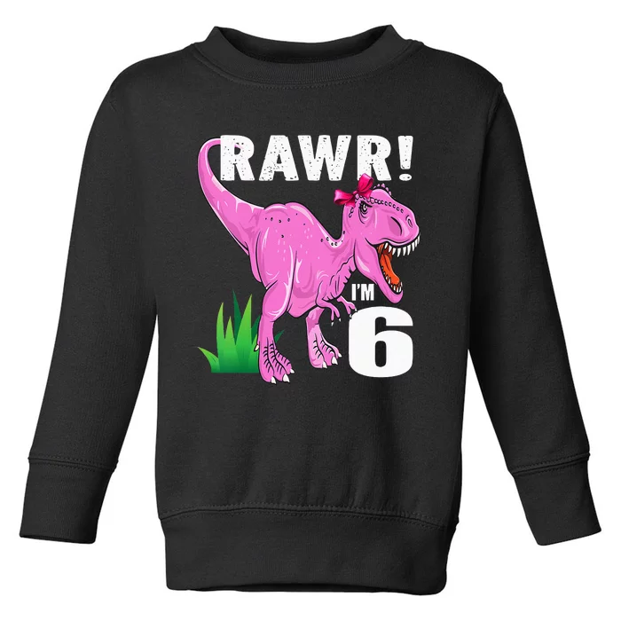 Kids Rawr Im 6 Dinosaur T Rex 6th Birthday Child Girl Boy Outfit Toddler Sweatshirt