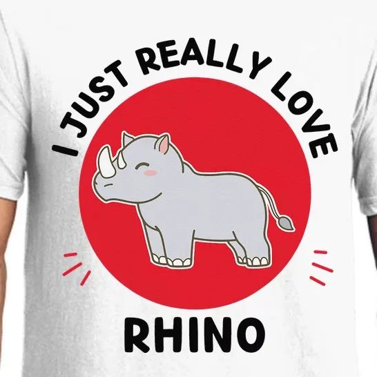 Kawaii Rhino I Just Really Love Cute Rhino Lover Pajama Set