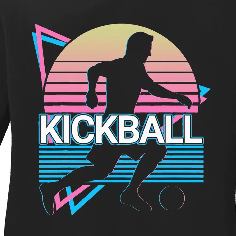 Kickball Retro Ladies Long Sleeve Shirt