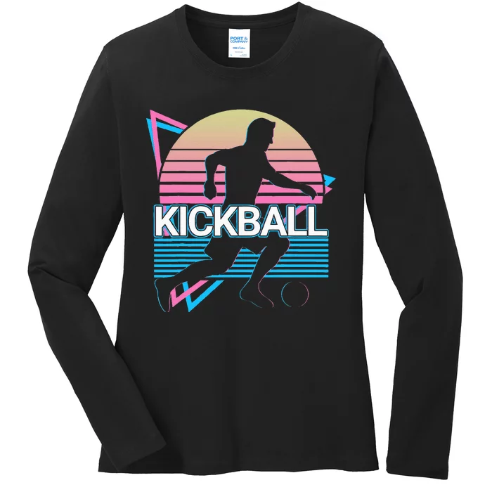 Kickball Retro Ladies Long Sleeve Shirt