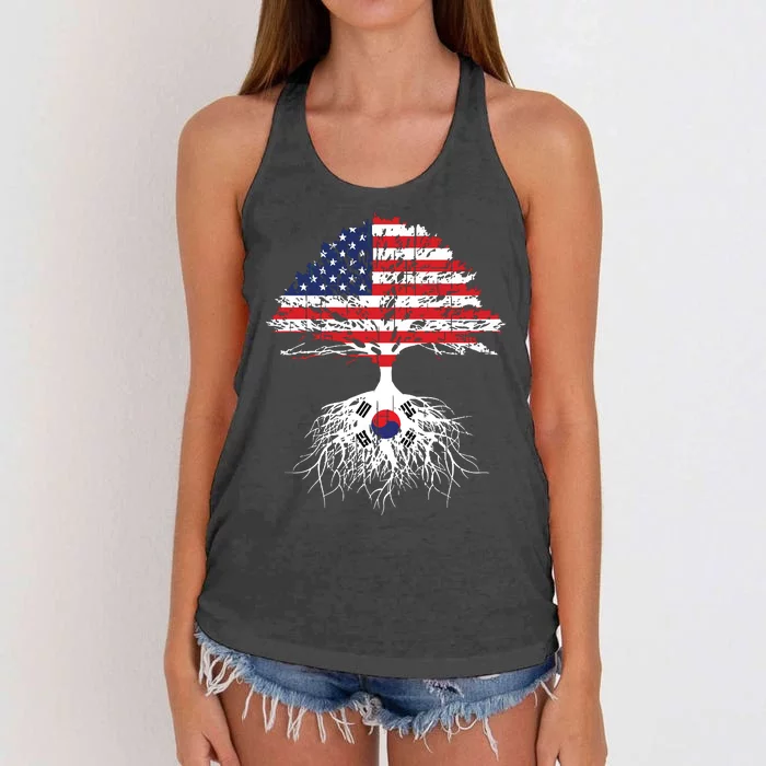 Korean Roots Korean American Korea Flag Men Women Women's Knotted Racerback Tank