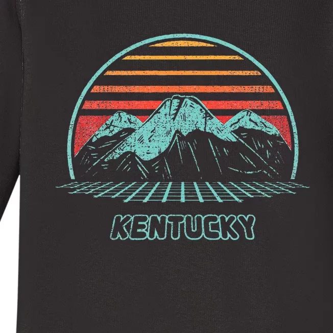 Kentucky Retro Mountain Hiking 80s Style Baby Long Sleeve Bodysuit