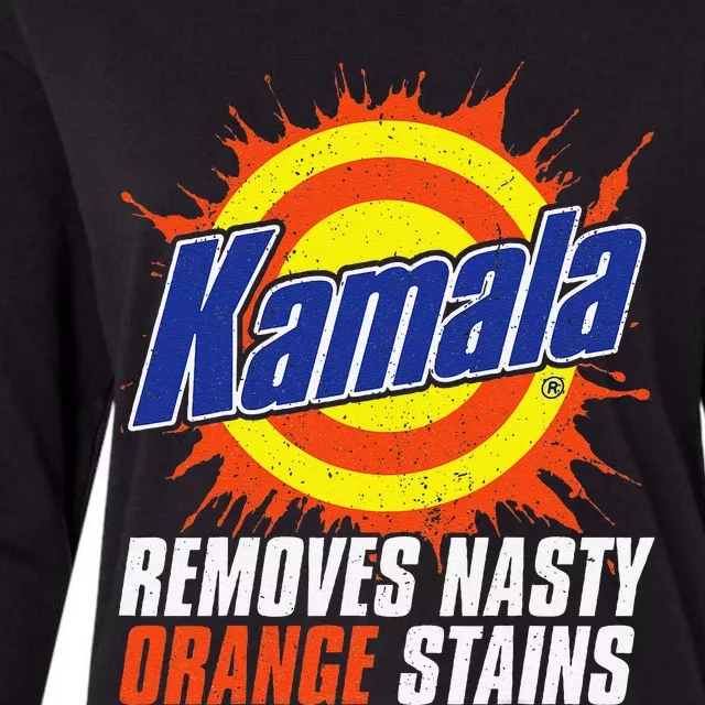 Kamala Removes Nasty Orange Stains Kamala Harris Funny 2024 Womens Cotton Relaxed Long Sleeve T-Shirt