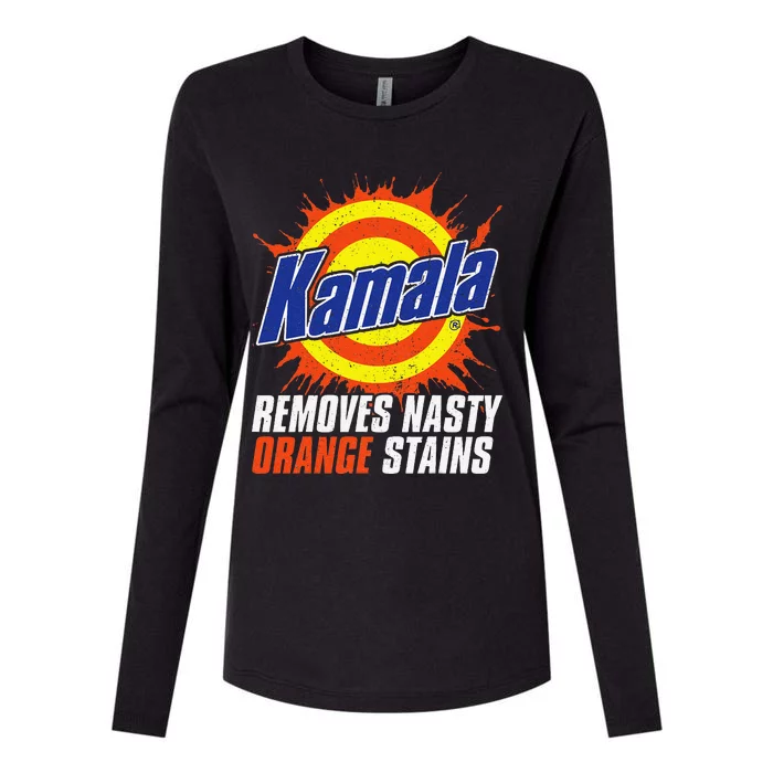 Kamala Removes Nasty Orange Stains Kamala Harris Funny 2024 Womens Cotton Relaxed Long Sleeve T-Shirt