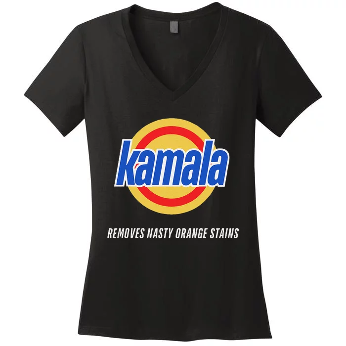 Kamala Removes Nasty Orange Stains Funny Women's V-Neck T-Shirt