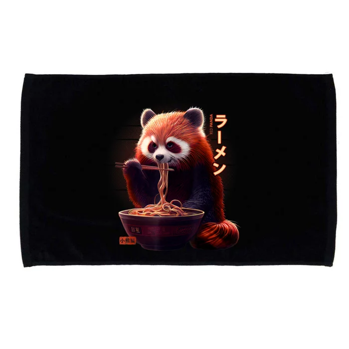 Kawaii Red Panda Eating Ramen Ramen Lover Gift Microfiber Hand Towel