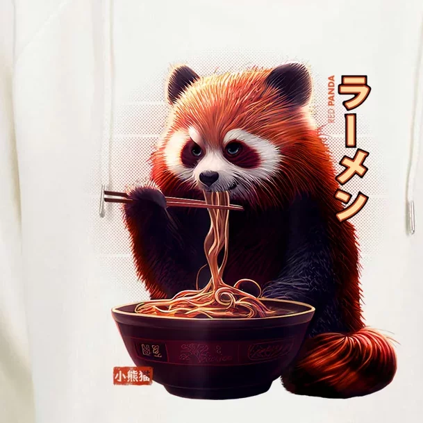 Kawaii Red Panda Eating Ramen Ramen Lover Gift Womens Funnel Neck Pullover Hood