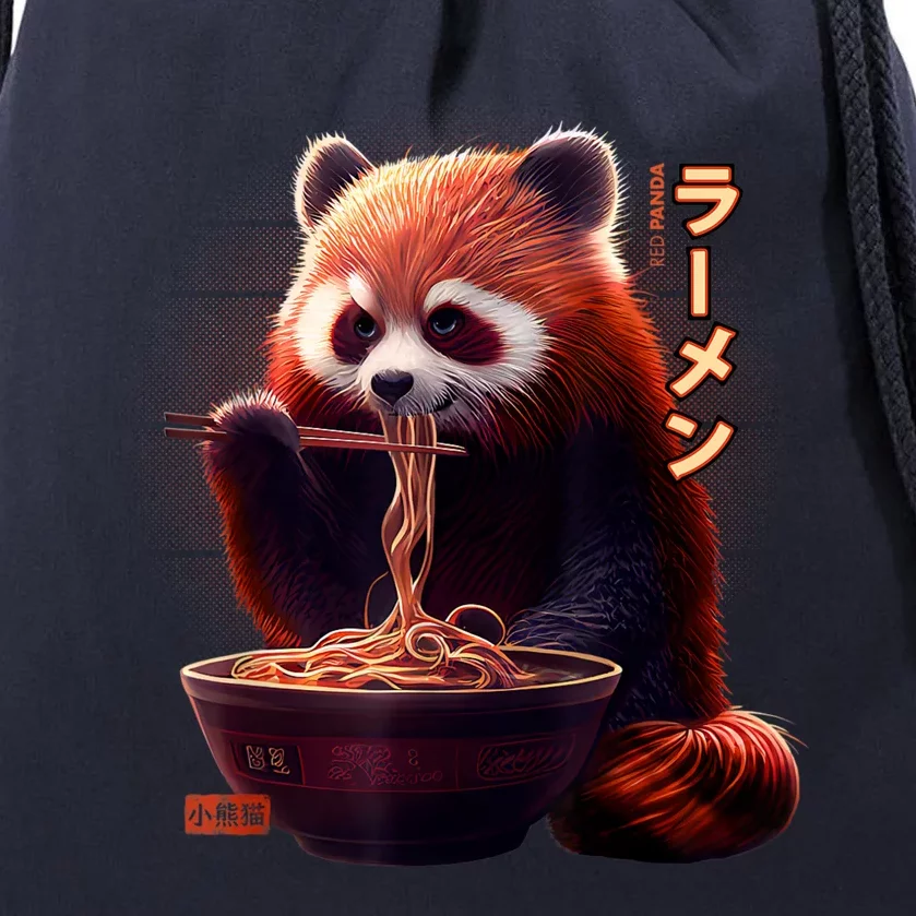 Kawaii Red Panda Eating Ramen Ramen Lover Gift Drawstring Bag