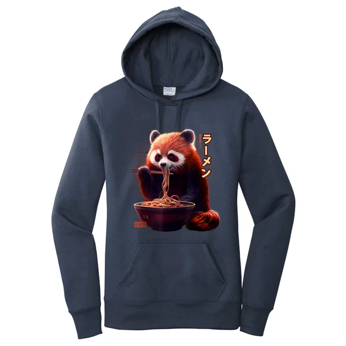 Kawaii Red Panda Eating Ramen Ramen Lover Gift Women's Pullover Hoodie