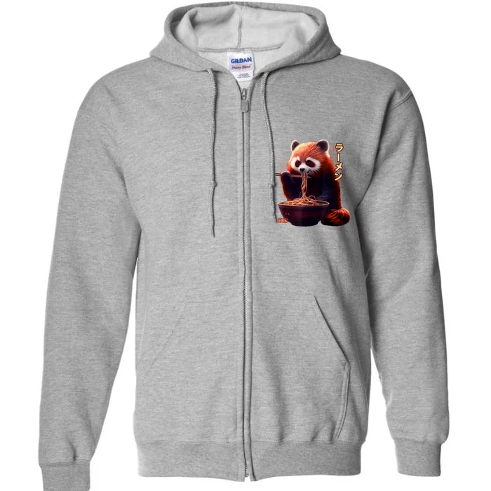 Kawaii Red Panda Eating Ramen Ramen Lover Gift Full Zip Hoodie